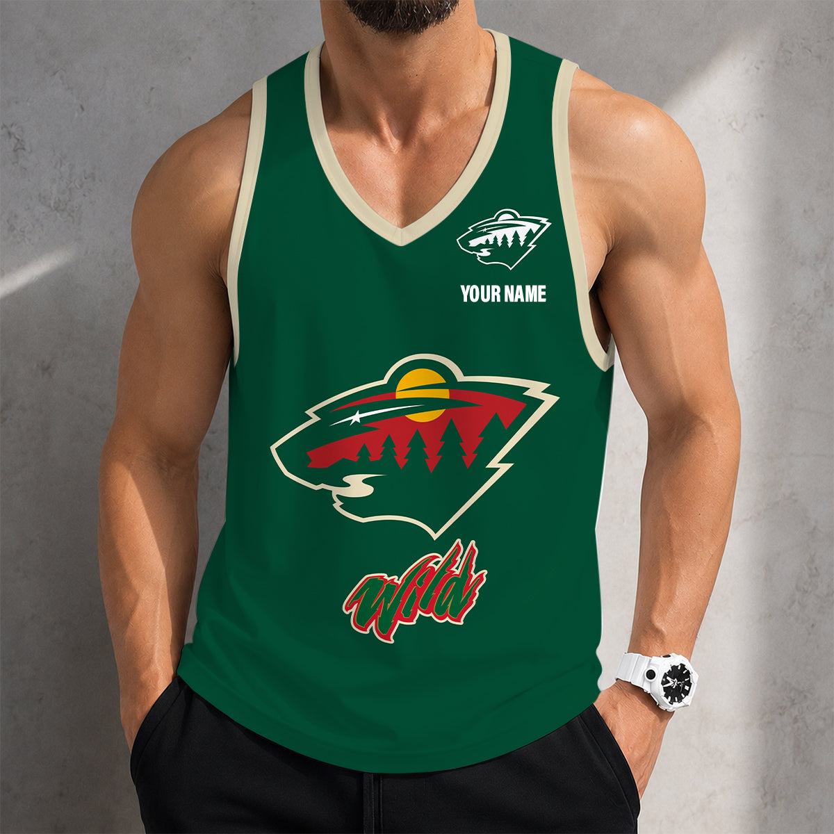 LIMITED EDITION - NEW CUSTOMIZED NHL13 MNW MINNESOTA WILD MEN'S TANK TOP