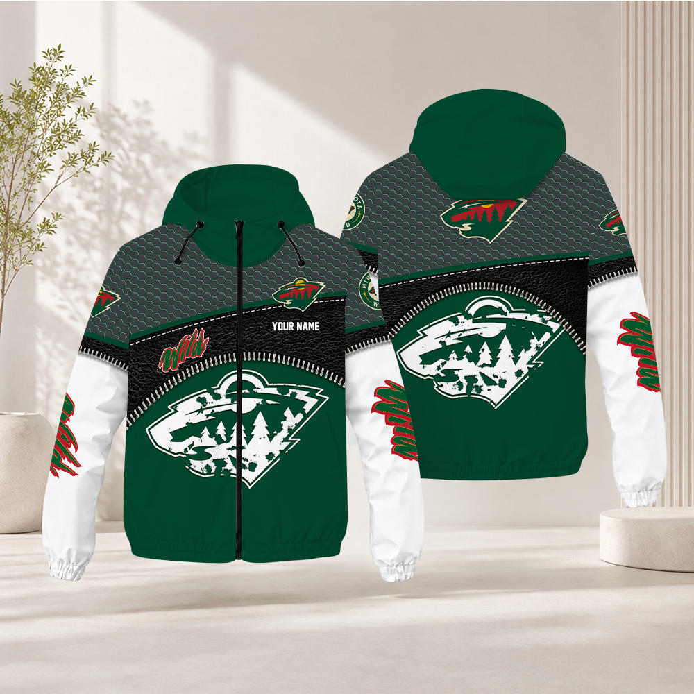 EXCLUSIVE EDITION - NEW CUSTOMIZED NHL13 MNW MINNESOTA WILD WINDBREAKER JACKET