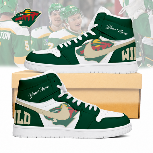 LIMITED EDITION - NEW CUSTOMIZED NHL13 MNW MINNESOTA WILD AIR JORDAN SNEAKERS