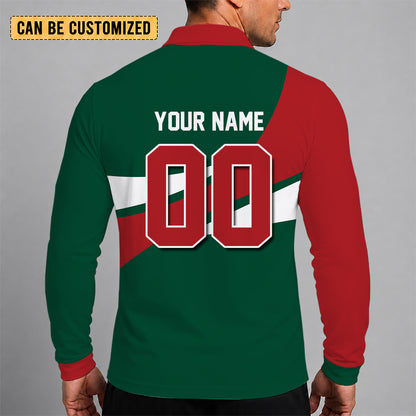 [SUPER SALE] NEW CUSTOMIZED NHL13 MNW MINNESOTA WILD MEN LONG SLEEVE POLO