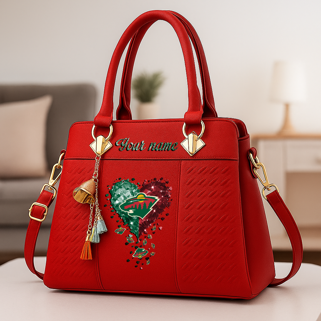 LIMITED EDITION - NEW CUSTOMIZED NHL13 MNW MINNESOTA WILD ZIP HANDBAG MULTICOLOR