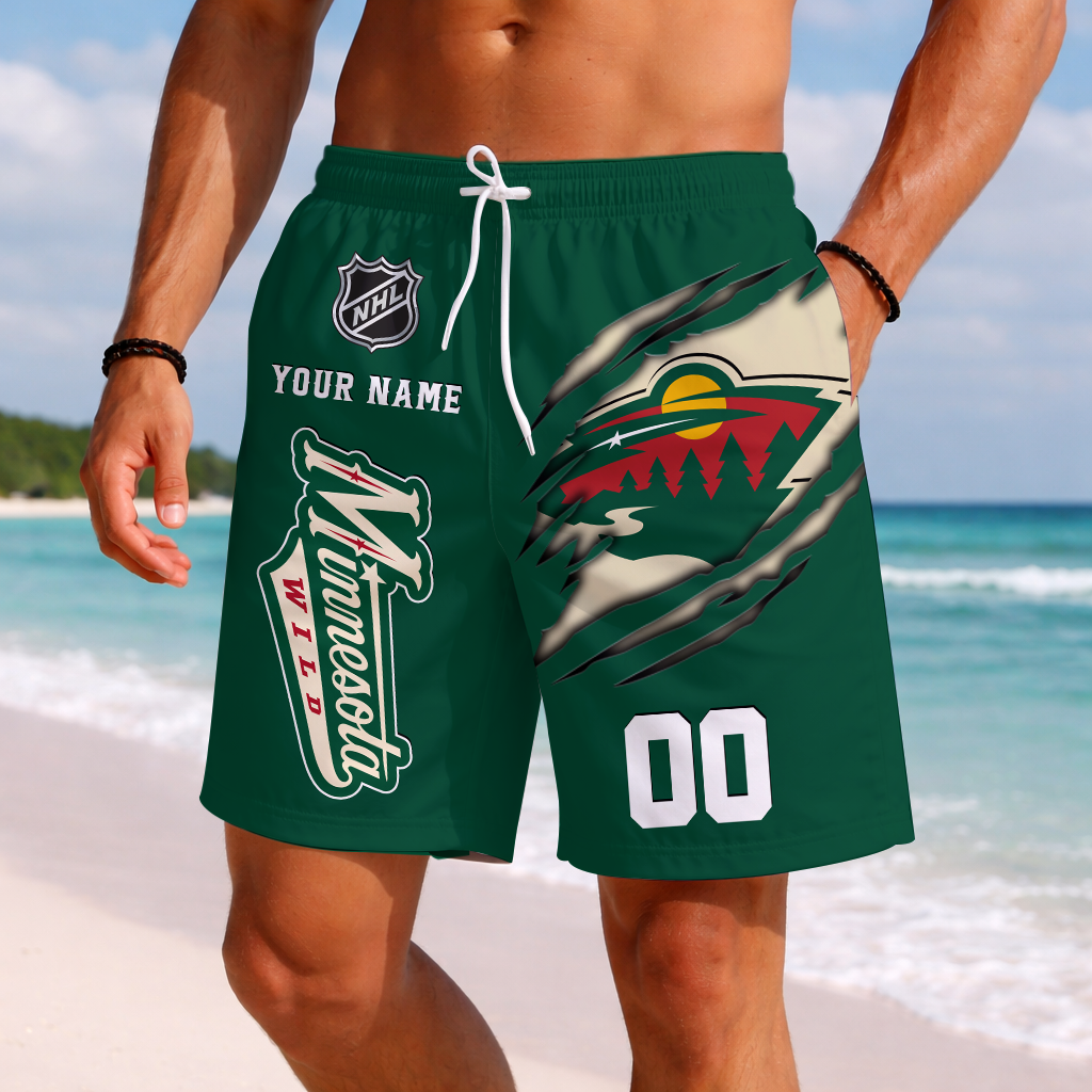 LIMITED EDITION - NEW CUSTOMIZED NHL13 MNW MINNESOTA WILD SHORT PANTS