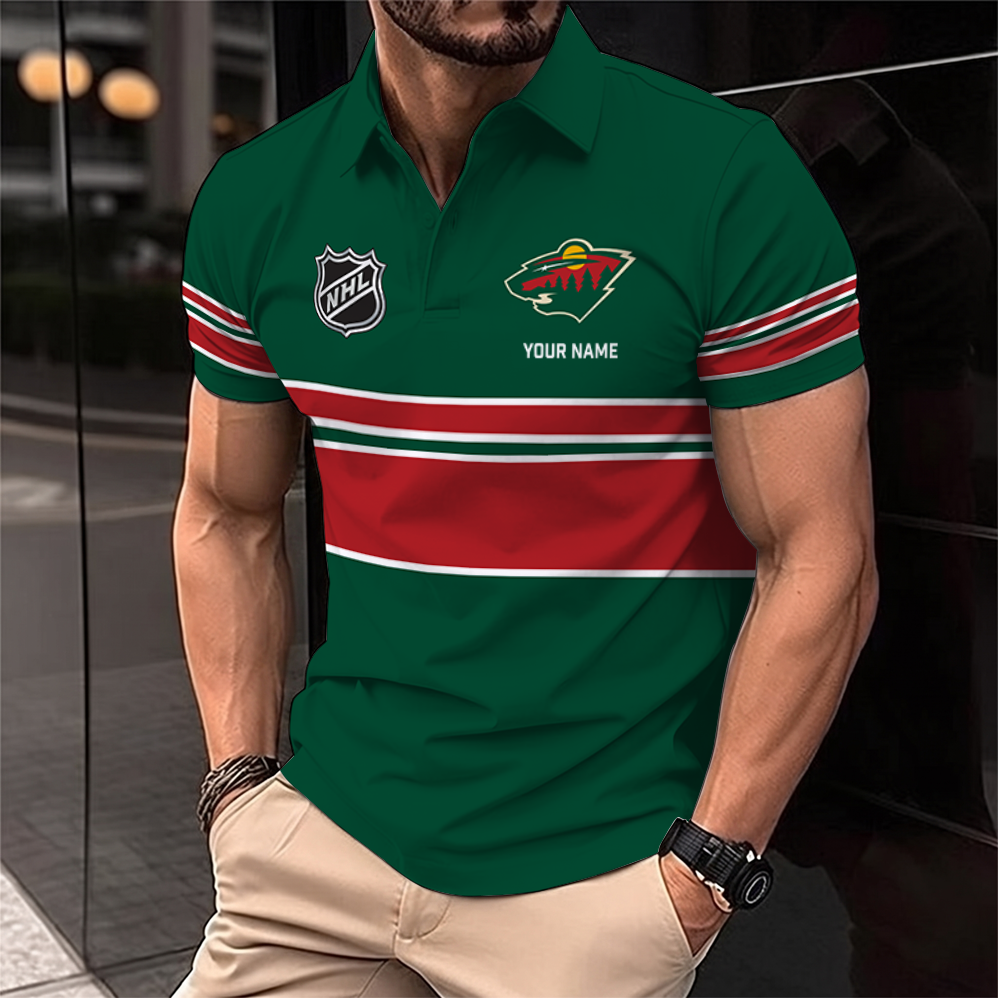 [SUPER SALE] NEW CUSTOMIZED NHL13 MNW MINNESOTA WILD POLO SHIRT