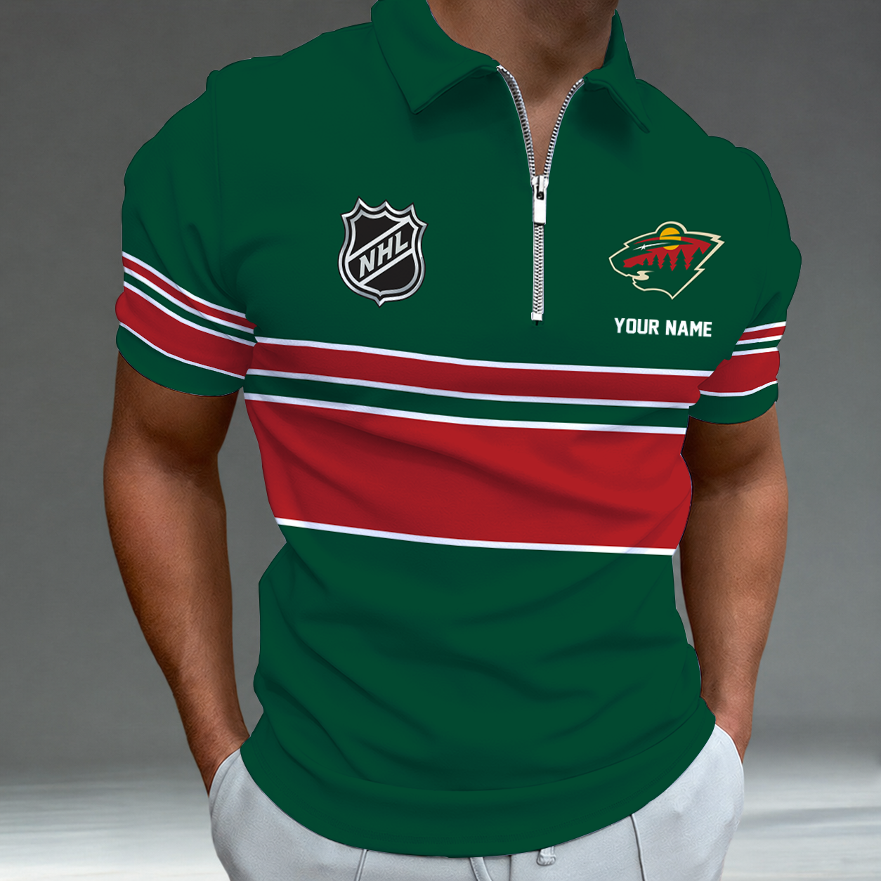 [SUPER SALE] NEW CUSTOMIZED NHL13 MNW MINNESOTA WILD POLO SHIRT