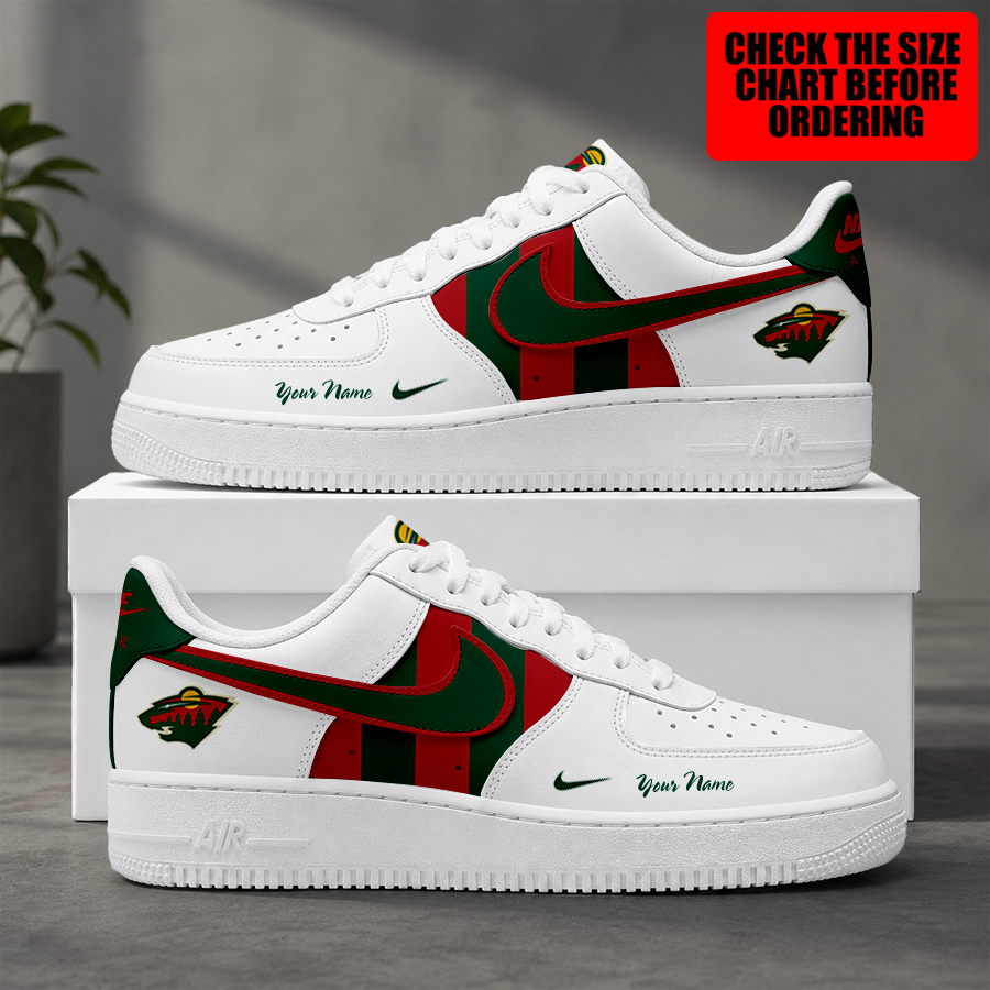 [SUPER SALE] NEW CUSTOMIZED NHL13 MNW MINNESOTA WILD AF1 SHOES