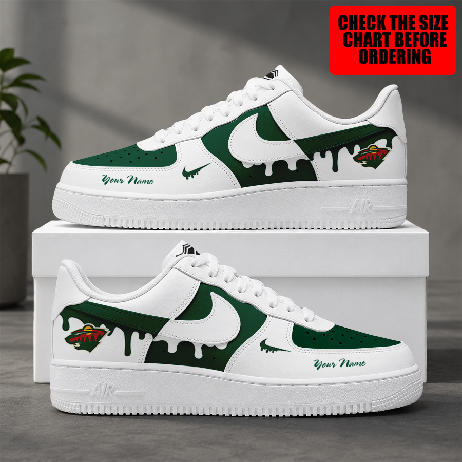 [SUPER SALE] NEW CUSTOMIZED NHL13 MNW MINNESOTA WILD AF1 SHOES