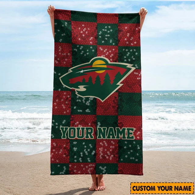 LIMITED EDITION - NEW CUSTOMIZED NHL13 MNW MINNESOTA WILD BEACH TOWEL FOR FAN
