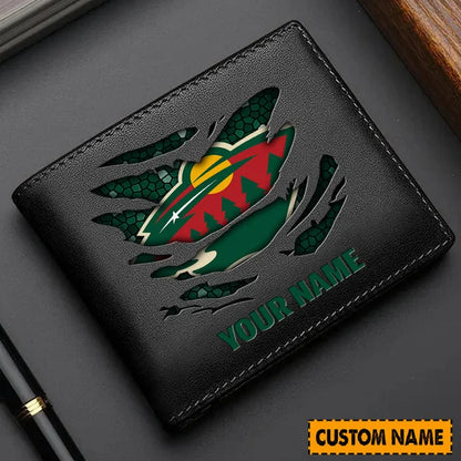 LIMITED EDITION - NEW CUSTOMIZED NHL13 MNW MINNESOTA WILD LEATHER WALLET