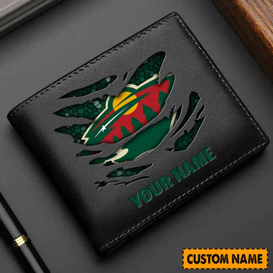 LIMITED EDITION - NEW CUSTOMIZED NHL13 MNW MINNESOTA WILD LEATHER WALLET