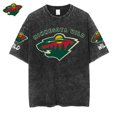 [SUPER SALE] NEW CUSTOMIZED NHL13 MNW MINNESOTA WILD MULTICOLOR WASHED TEE
