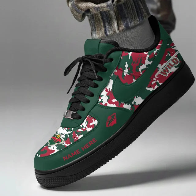 [SUPER SALE] NEW CUSTOMIZED NHL13 MNW MINNESOTA WILD AF1 SHOES