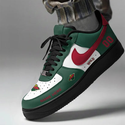 [SUPER SALE] NEW CUSTOMIZED NHL13 MNW MINNESOTA WILD AF1 SHOES