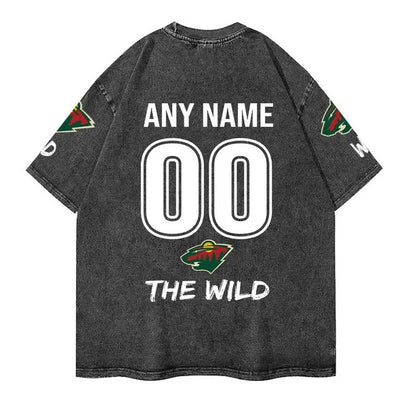 [SUPER SALE] NEW CUSTOMIZED NHL13 MNW MINNESOTA WILD MULTICOLOR WASHED TEE