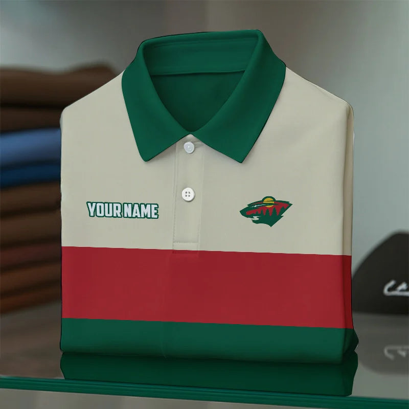 [SUPER SALE] NEW CUSTOMIZED NHL13 MNW MINNESOTA WILD POLO SHIRT