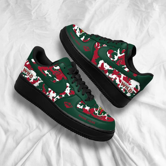 [SUPER SALE] NEW CUSTOMIZED NHL13 MNW MINNESOTA WILD AF1 SHOES
