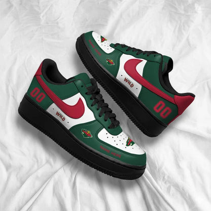 [SUPER SALE] NEW CUSTOMIZED NHL13 MNW MINNESOTA WILD AF1 SHOES