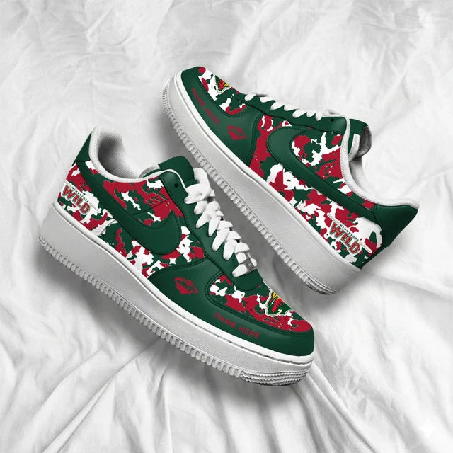 [SUPER SALE] NEW CUSTOMIZED NHL13 MNW MINNESOTA WILD AF1 SHOES