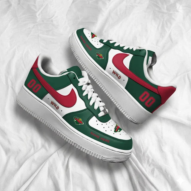 [SUPER SALE] NEW CUSTOMIZED NHL13 MNW MINNESOTA WILD AF1 SHOES