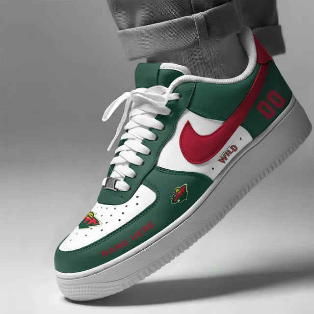 [SUPER SALE] NEW CUSTOMIZED NHL13 MNW MINNESOTA WILD AF1 SHOES