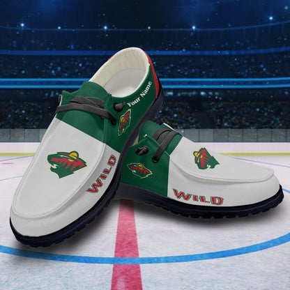 LIMITED EDITION - NEW CUSTOMIZED NHL13 MNW MINNESOTA WILD PREMIUM LOAFER SHOES