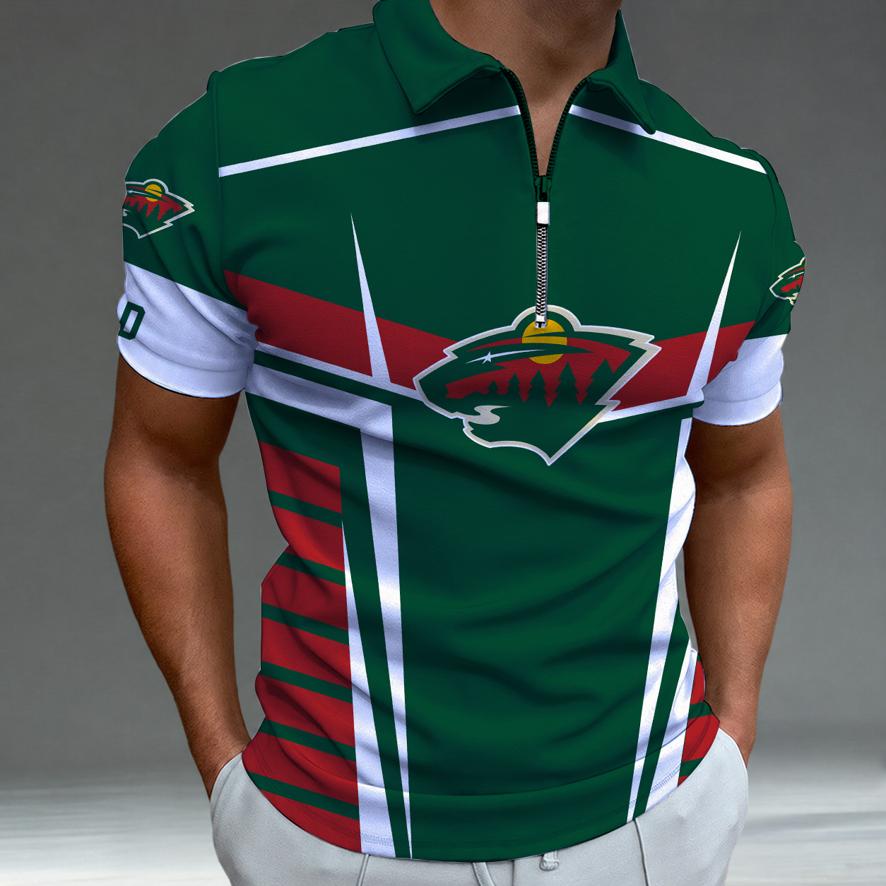 LIMITED EDITION - NEW CUSTOMIZED NHL13 MNW MINNESOTA WILD POLO SHIRT