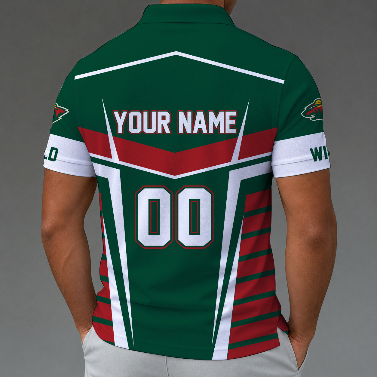 LIMITED EDITION - NEW CUSTOMIZED NHL13 MNW MINNESOTA WILD POLO SHIRT