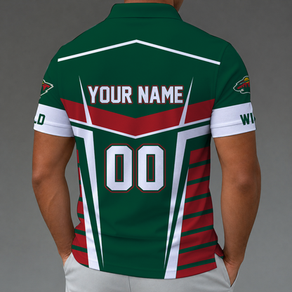 LIMITED EDITION - NEW CUSTOMIZED NHL13 MNW MINNESOTA WILD POLO SHIRT