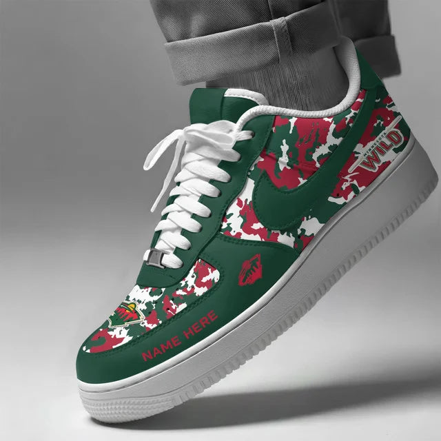 [SUPER SALE] NEW CUSTOMIZED NHL13 MNW MINNESOTA WILD AF1 SHOES