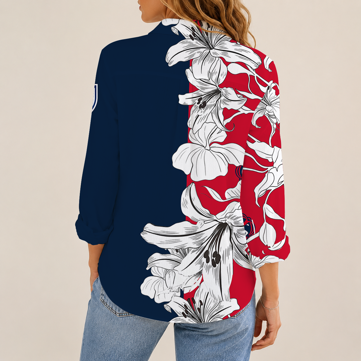 [FAN EXCLUSIVE] NEW CUSTOMIZED MLS13 NER NEW ENGLAND REVOLUTION WOMEN CASUAL SHIRT