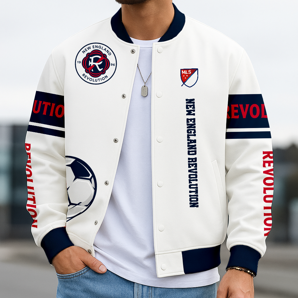 TOP SELLING - NEW CUSTOMIZED MLS13 NER NE REVOLUTION SATIN VARSITY & BASEBALL JACKET