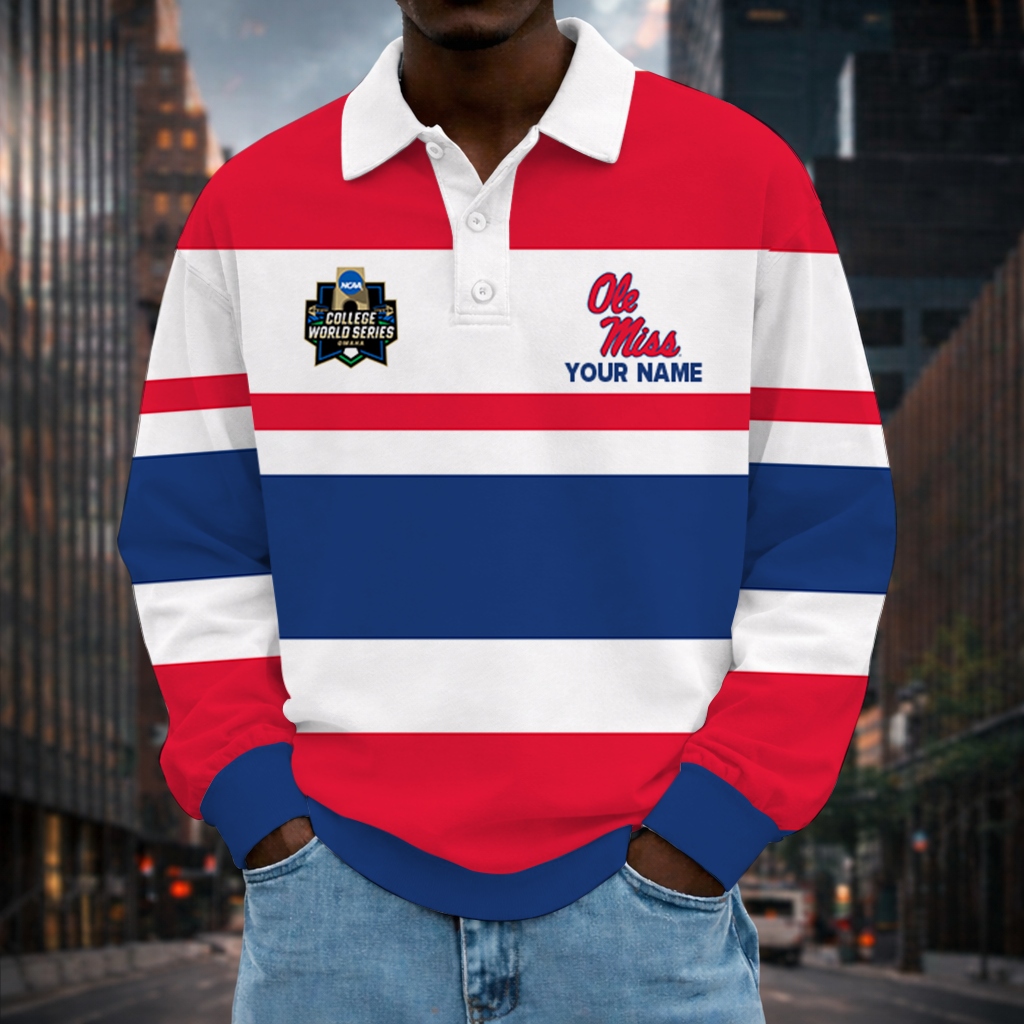 LIMITED EDITION - NEW CUSTOMIZED NCAA CWS13 OMR OLE MISS REBELS UNISEX LONG SLEEVE POLO