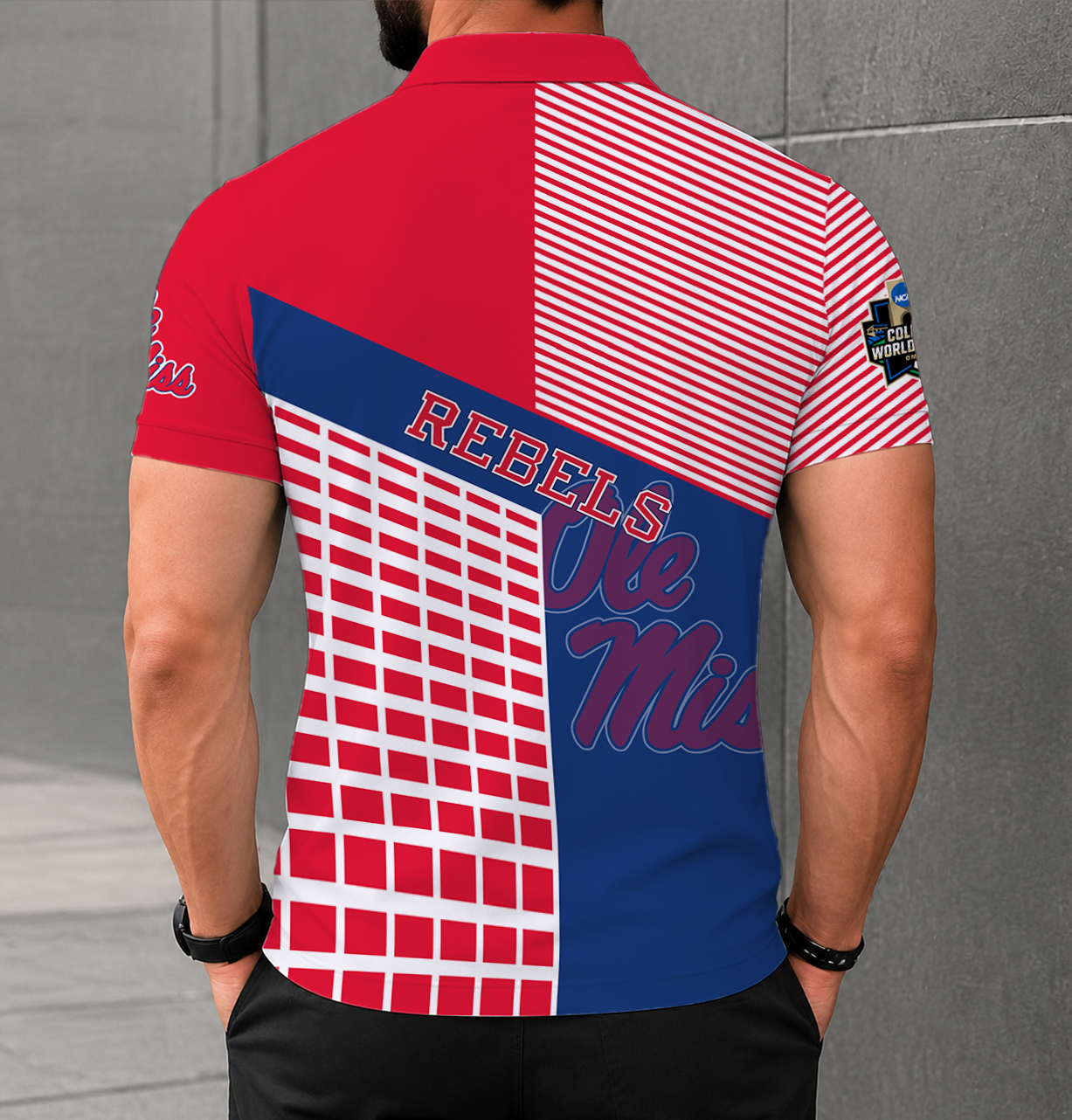 VIRAL EDITION - NEW CUSTOMIZED NCAA CWS13 OMR OLE MISS REBELS POLO SHIRT