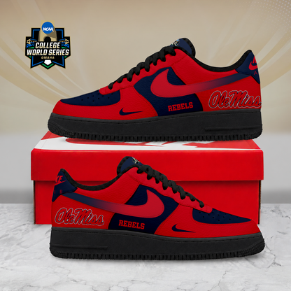 SPECIAL EDITION - NEW CUSTOMIZED NCAA CWS13 OMR OLE MISS REBELS AF1 SHOES