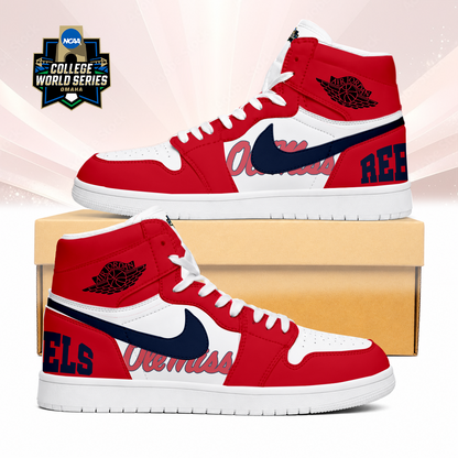 LIMITED EDITION - NEW CUSTOMIZED NCAA CWS13 OMR OLE MISS REBELS AIR JORDAN SNEAKERS