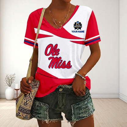 LIMITED DROP - NEW CUSTOMIZED | NCAA CWS13 OMR OM REBELS V-NECK FEMALE SHIRT