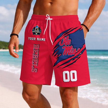 LIMITED EDITION - NEW CUSTOMIZED NCAA CWS13 OMR OLE MISS REBELS SHORT PANTS