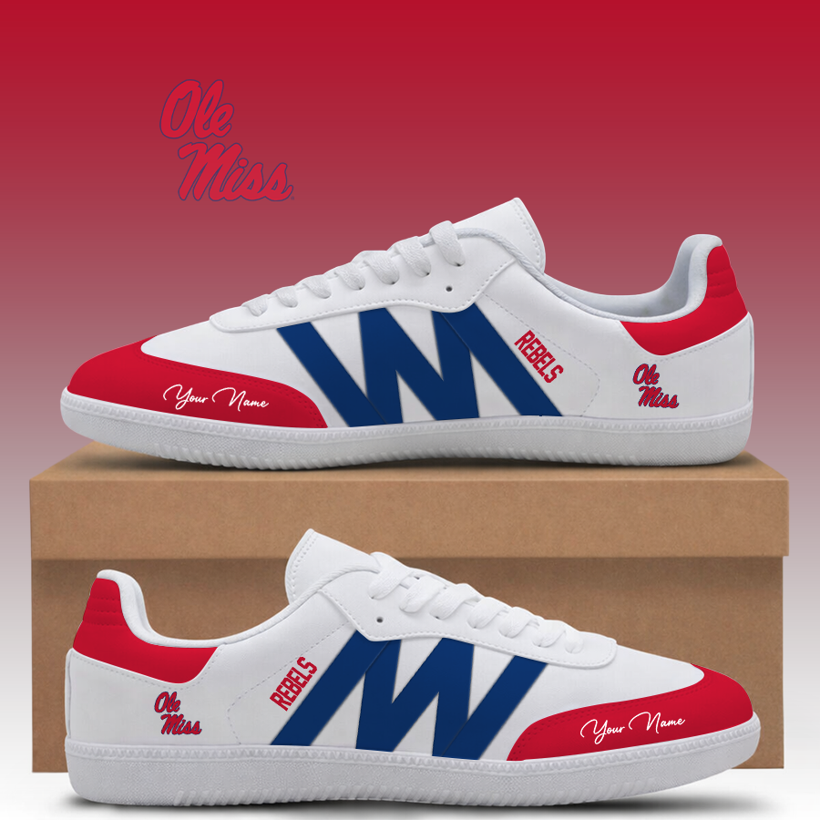 [FAN FAVORITE] NEW CUSTOMIZED NCAA CWS13 OMR OLE MISS REBELS CLASSIC SNEAKERS
