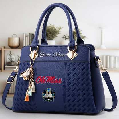 LIMITED EDITION - NEW CUSTOMIZED NCAA CWS13 OMR OLE MISS REBELS ZIP HANDBAG MULTICOLOR