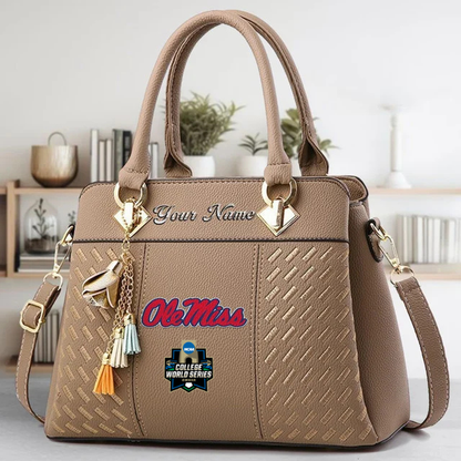 LIMITED EDITION - NEW CUSTOMIZED NCAA CWS13 OMR OLE MISS REBELS ZIP HANDBAG MULTICOLOR