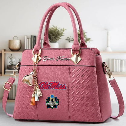 LIMITED EDITION - NEW CUSTOMIZED NCAA CWS13 OMR OLE MISS REBELS ZIP HANDBAG MULTICOLOR