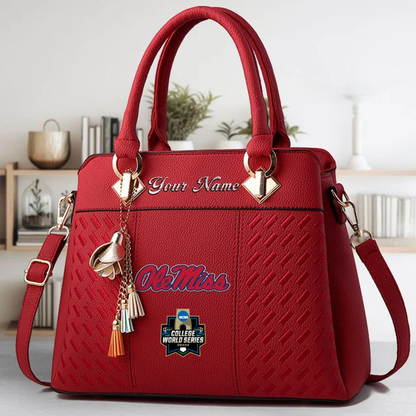 LIMITED EDITION - NEW CUSTOMIZED NCAA CWS13 OMR OLE MISS REBELS ZIP HANDBAG MULTICOLOR