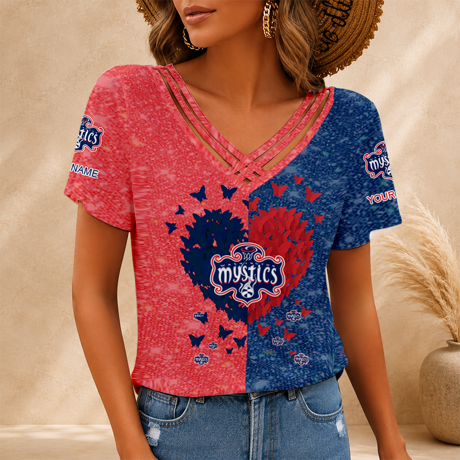 LIMITED EDITION - NEW CUSTOMIZED WNBA13 WSM WASHINGTON MYSTICS V-NECK SHIRT