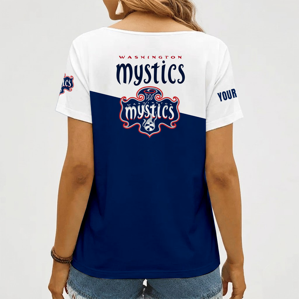 [FAN FAVORITE] NEW CUSTOMIZED WNBA13 WSM WASHINGTON MYSTICS V-NECK FEMALE SHIRT