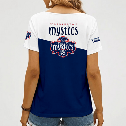 [FAN FAVORITE] NEW CUSTOMIZED WNBA13 WSM WASHINGTON MYSTICS V-NECK FEMALE SHIRT