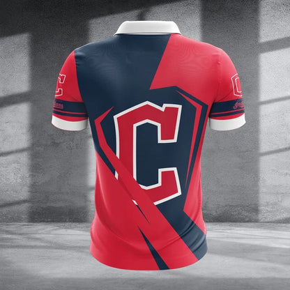 [FLASH SALE] NEW CUSTOMIZED MLB13 CGS CLEVELAND GUARDIANS ZIP POLO SHIRT