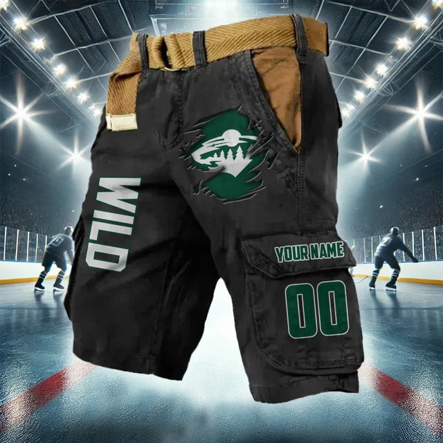 LIMITED EDITION - NEW CUSTOMIZED NHL13 MNW MINNESOTA WILD CARGO SHORTS