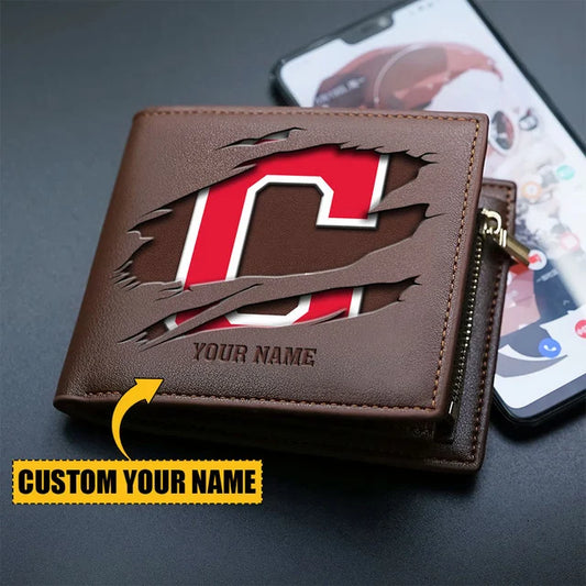 LIMITED EDITION - NEW CUSTOMIZED MLB13 CGS CLEVELAND GUARDIANS LEATHER WALLET