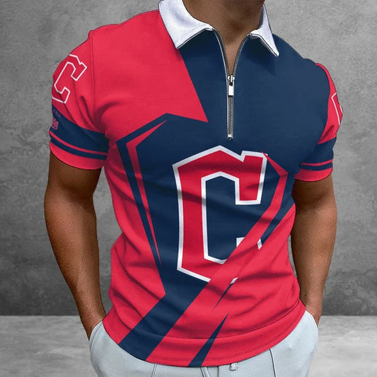 [FLASH SALE] NEW CUSTOMIZED MLB13 CGS CLEVELAND GUARDIANS ZIP POLO SHIRT