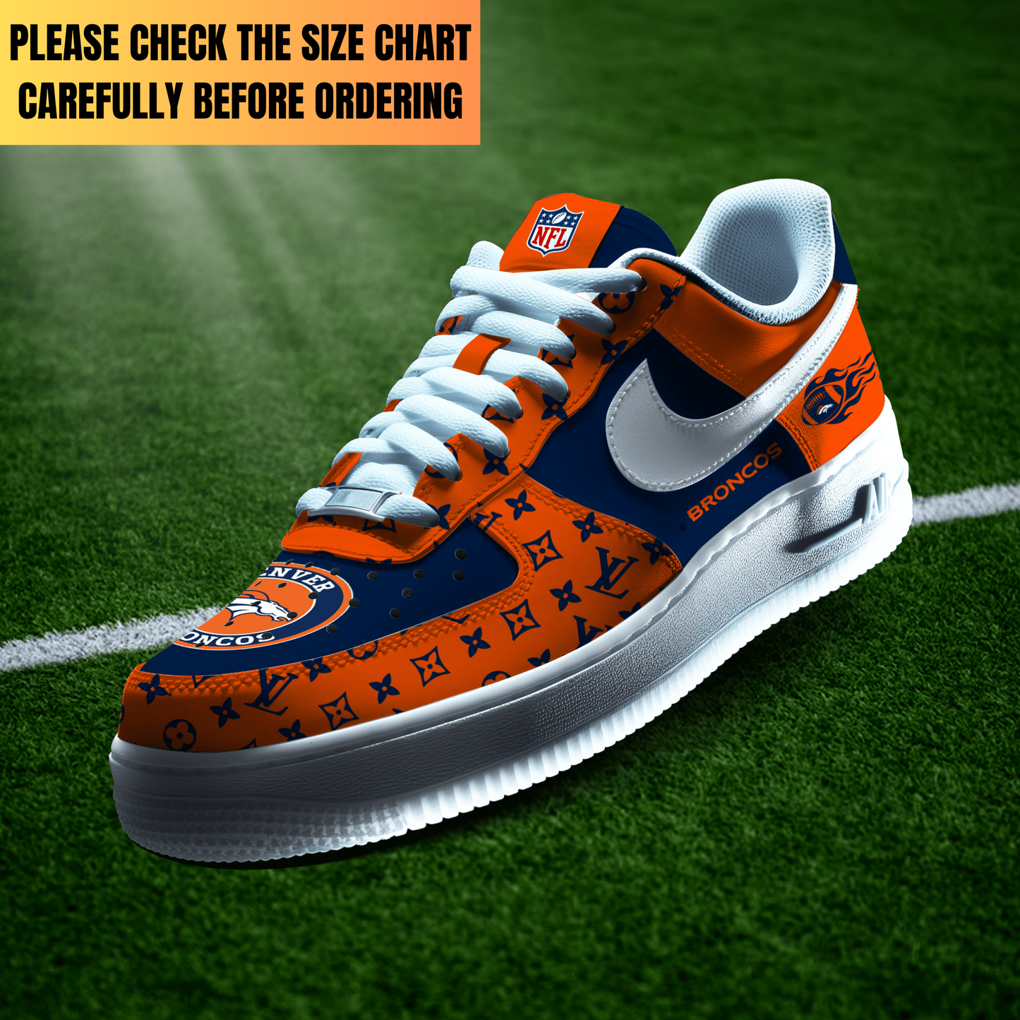 LIMITED EDITION - NEW CUSTOMIZED NFL13 DVB DENVER BRONCOS AF1 SHOES