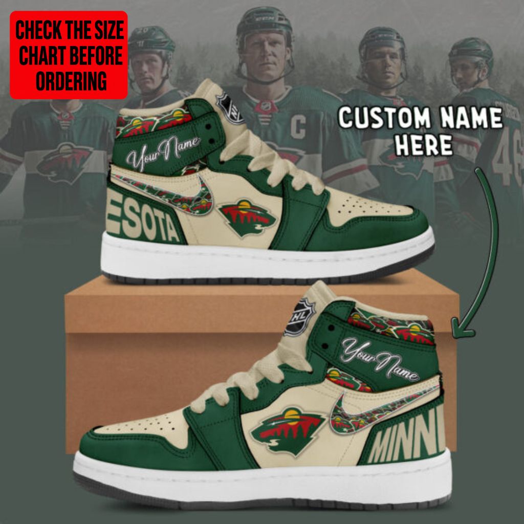 LIMITED EDITION - NEW CUSTOMIZED NHL13 MNW MINNESOTA WILD AIR JORDAN SNEAKERS